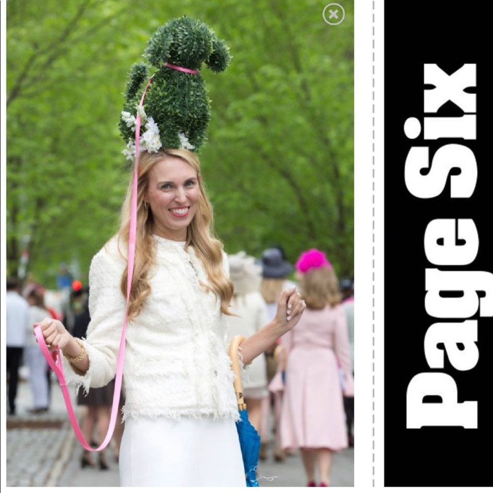 Custom made puppy faux boxwood topiary fascinator